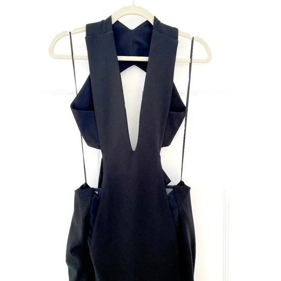 Solace London Plunging Black Gown with Cut Outs - Picture 7 of 14